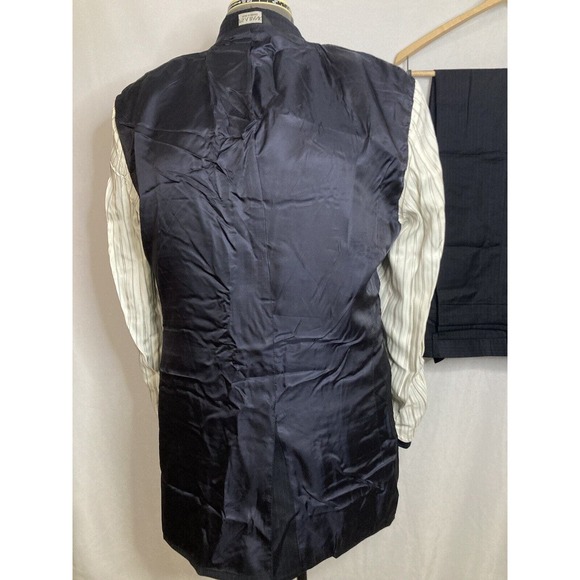 Jos A Bank Mens Suit 42L 46" 36x31 Blue Stripe Jacket Blazer Sport Coat Wool - Picture 10 of 15